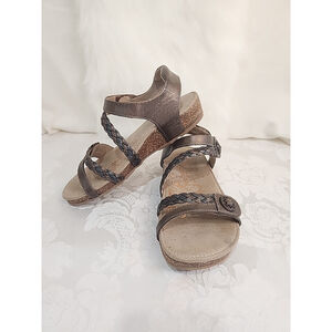 Aetrex Jillian Womens SZ5 Sandals Bronze Braided Quarter Strap Arch Support,EUC